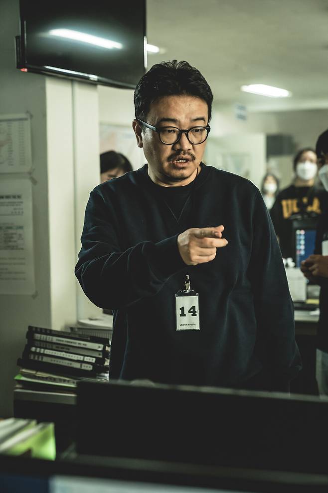Director Yeon Sang-ho is seen on the set of "Hellbound." (Netflix)