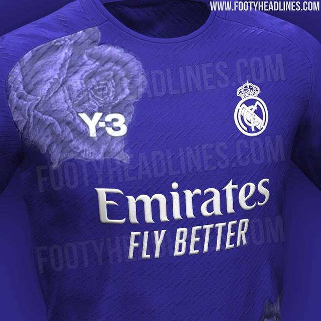 레알의 이번 특별 유니폼에는 Y-3 로고와 꽃 모양의 그래픽이 새겨져 있다. 사진=푸티 헤드라인스