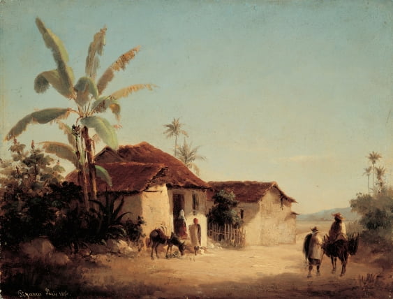 농가와 야자수가 있는 풍경 1853년경). 베네수엘라에 있던 시절 그린 그림이다. /카라카스 갤러리 데 아르테 나시오날