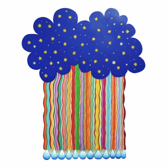 ▲ Rainbow Drops, 65cm x 75cm (20호), Mixedmedia on cut paper, 2023