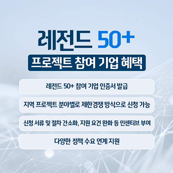 전라남도의 '레전드50+ 프로젝트' 참여기업에 대한 혜택을 알리는 홍보물 [사진=전남도]