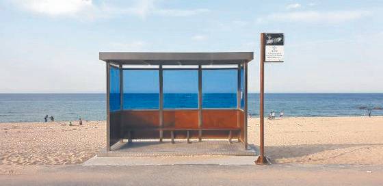 A replica of a bus stop featured on the cover of BTS's ″You Never Walk Alone″ (2017) album at Jumunjin Beach in Gangneung, Gangwon [KOREA TOURISM ORGANIZATION]