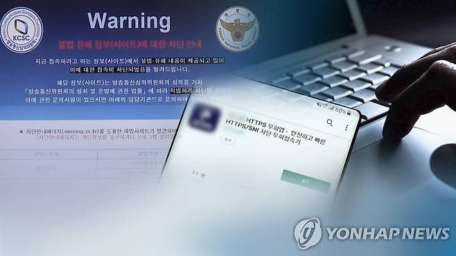 불법 사이트 차단(CG) [연합뉴스TV 제공]