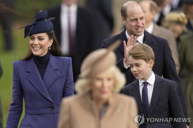 작년 성탄절 영국 왕실 가족 예배 참석한 왕세자빈 [AP  연합뉴스 자료사진. 재판매 및 DB 금지]