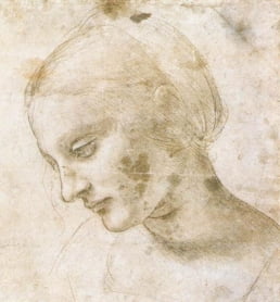 다빈치의 여성의 머리 습작(1490년경). 성모와 아기 예수를 묘사한 작품 '리타의 성모'의 구성을 위한 습작이다. /파리 루브르 박물관