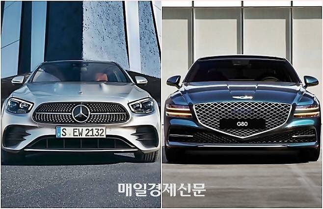 기존 벤츠 E클래스와 기존 제네시스 G80 [사진출처=벤츠, 현대차]