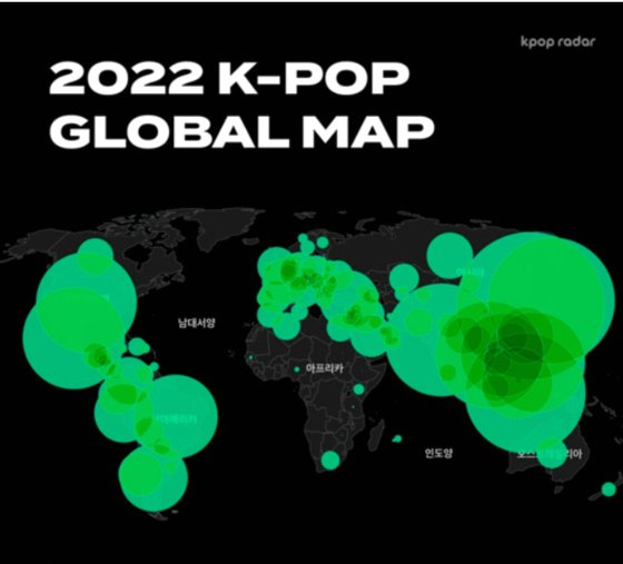 ‘2022 케이팝 세계지도’를 만든 스페이스오디티 관계자는 ″인도는 과거 순위에 없는 K팝 불모지였으나 3년 사이 중요한 K팝 시장으로 인정받으며 4위로 새롭게 등장했다″고 말했다. 사진 스페이스오디티