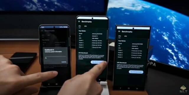 갤럭시S24 시리즈 벤치마크 테스트 모습 (사진=유튜브 NL TECH)