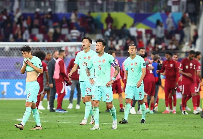 ▲ 중국은 23일(한국시간) 카타르 도하 칼리파 인터내셔널 스타디움에서 열린 2023 아시아축구연맹(AFC) 아시안컵 A조 조별리그 최종전에서 중국은 카타르에 0-1로 무릎을 꿇었다. 결국 조 3위 와일드카드 획득에도 실패해 조별리그에서 탈락했다. ⓒ 연합뉴스