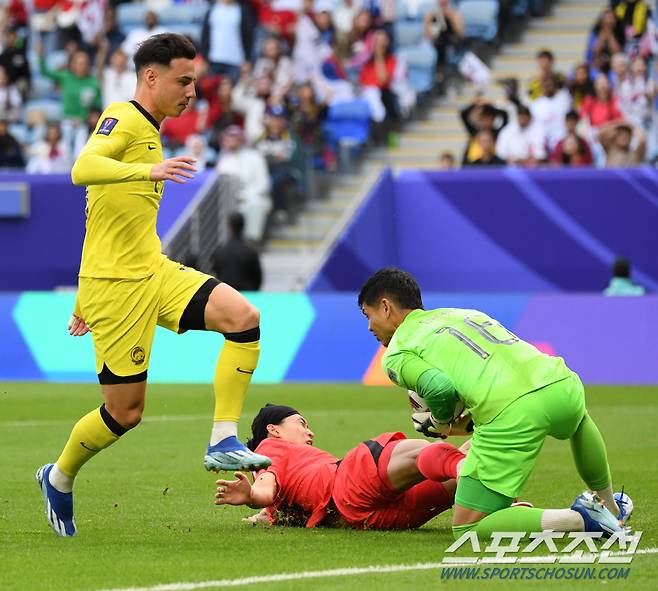 25일(현지시간) 카타르 알와크라 알자누브 스타디움에서 열린 2023 아시아축구연맹(AFC) 카타르 아시안컵 대한민국과 말레이시아의 경기. 조규성이 슈팅을 시도하고 있다. 알와크라(카타르)=박재만 기자pjm@sportschosun.com/2023.01.25/