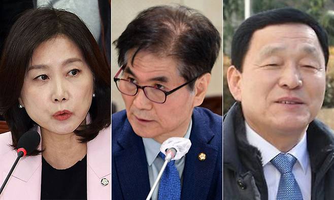 (왼쪽부터)허은아 전 의원, 이용선, 김철민 의원. 연합뉴스