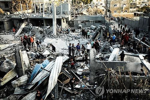 공습 받은 가자지구 남부 라파 [UPI=연합뉴스 자료사진. 재판매 및 DB 금지]