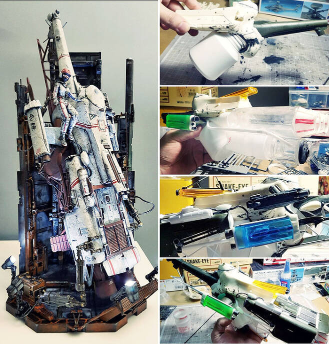 재활용품을 이용한 우주선 모형 빌드