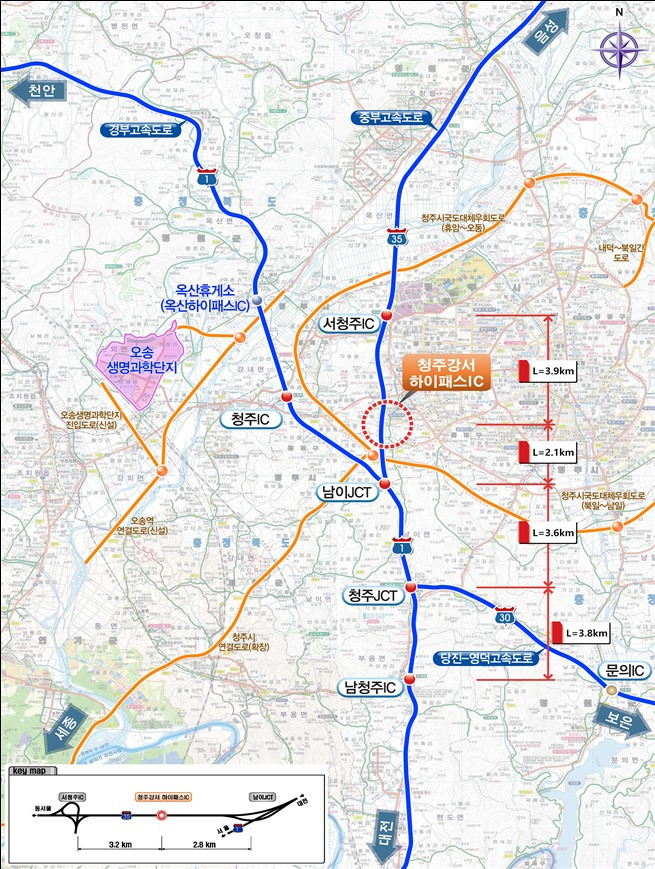 청주강서 하이패스 나들목 위치도. /한국도로공사 제공