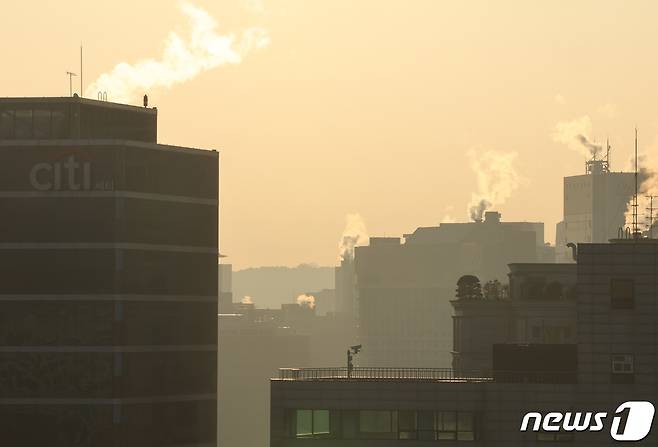 서울 중구 일대 도심이 미세먼지로 인해 뿌옇게 보이고 있다.2024.1.29/뉴스1 ⓒ News1 장수영 기자