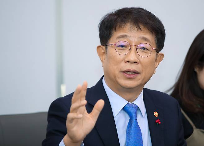 박상우 국토교통부 장관이 지난 지난 11일 정부세종청사에서 열린 국토부 출입기자단과의 간담회에서 발언하고 있다. [연합]