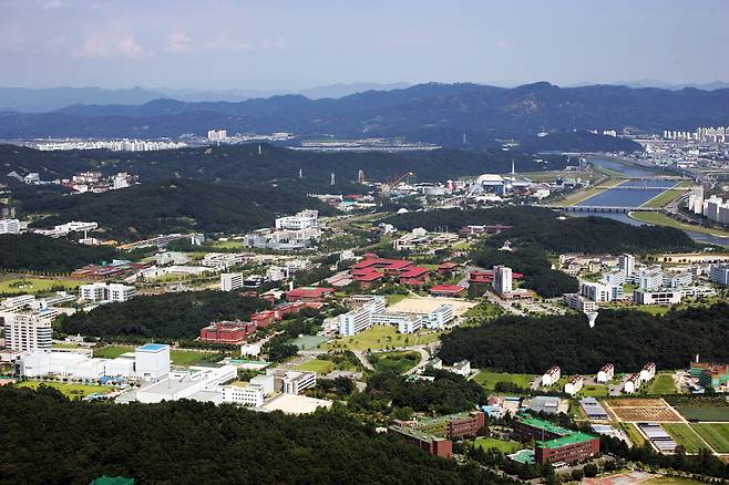 하늘에서 내려다본 대전 대덕특구 전경. 연합뉴스 제공