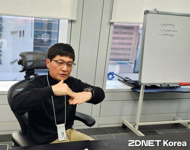김재순 티맵 모빌리티플랫폼 담당이 지난달 31일 지디넷코리아와 인터뷰하고 있다.