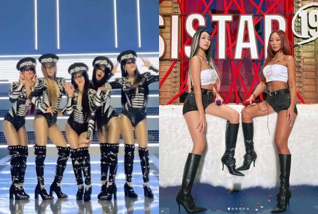 개성있는 팬츠리스 룩으로 콘셉트를 강조한 그룹 (여자)아이들과 씨스타19. 보라, 아이들 공식 SNS