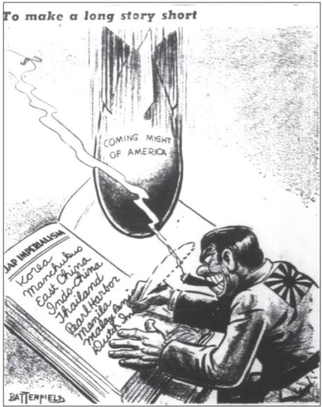 1942년 1월 12일자 시카고 데일리 타임스(Chicago Daily Times)의 삽화에는 한국이 일제의 첫번째 희생자로 묘사되어 있다. 당시 한국에 대한 미국의 인식이 급격하게 바뀌고 있었음을 보여주는 증거다.