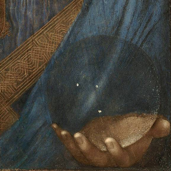 레오나르도 다빈치가 그렸다고 하기엔 다소 심심하게 표현된 수정구슬.(부분 확대) [크리스티]