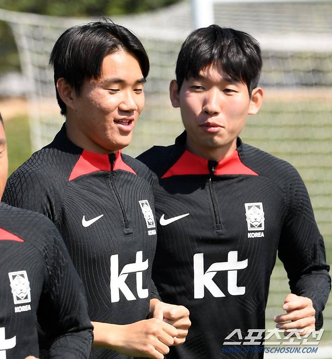 대한민국 축구대표팀이 3일(현지시간) 카타르 도하 알 아글라 트레이닝 센터에서 회복훈련을 진행했다. 양현준이 훈련을 소화하고 있다. 도하(카타르)=박재만 기자 pjm@sportschosun.com/2023.02.03/