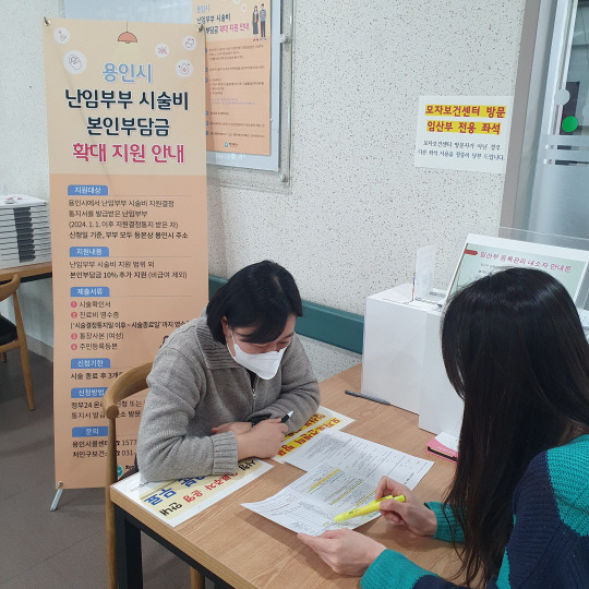 경기 용인시청에서 한 주민이 난임부부 시술비 지원사업에 관해 상담을 받고 있다. 용인시청 제공