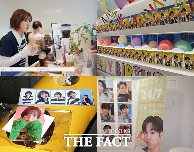 레드벨벳 웬디(위쪽 사진의 왼쪽)와 SF9 다원 영빈 등은 팬들을 위한 생일카페 이벤트를 준비해 화제를 모았다. /유튜브 캡처, 독자 제공