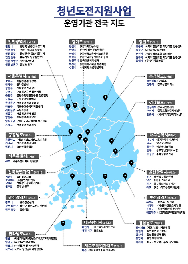 전국 운영기관 현황. ⓒ고용노동부