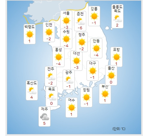 ⓒ기상청: 내일(10일) 오전 전국날씨