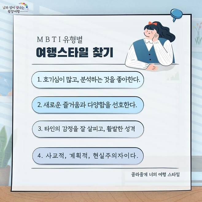 전남 광양시의  MBTI 성격유형별 관광지 소개 안내문. | 광양시 제공.