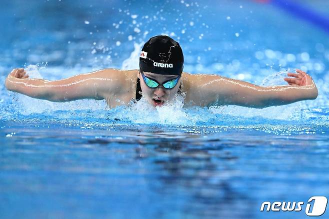 박수진이 2024 세계수영선수권대회 여자 접영 200m 결선 진출에 성공했다. ⓒ AFP=뉴스1