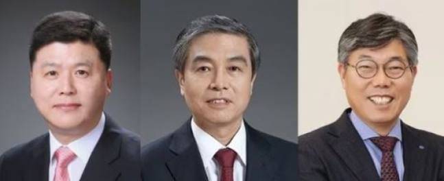 (사진 왼쪽부터) 권광석 전 우리은행장, 김옥찬 전 KB금융지주 사장, 황병우 DGB대구은행장.&nbsp; &nbsp; 각사 제공
