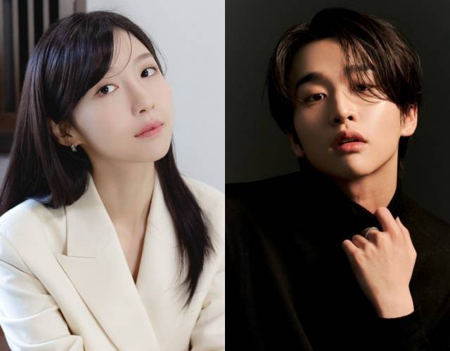 배우 주현영(왼쪽)과 김윤우가 2023년 MBC에서 신인상을 받았다. /AIMC, 웰스엔터테인먼트