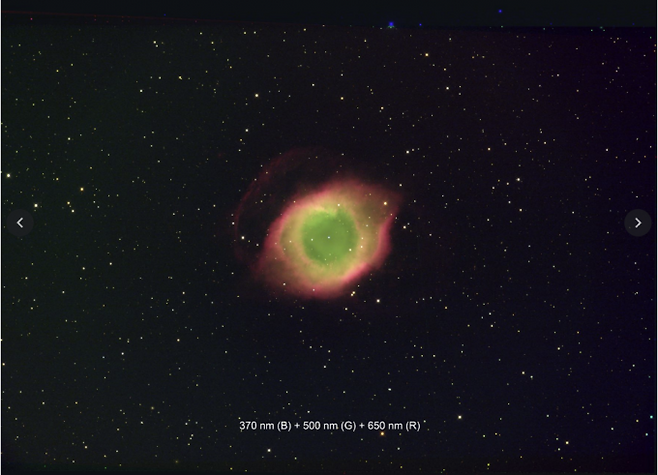 7차원 망원경 관측 자료를 이용하여 만든 나선성운(Helix Nebula)의 여러 파장 컬러 영상. 서울대 제공