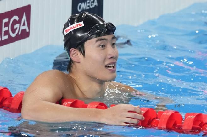 카타르 도하에서 열린 2024 세계수영선수권에 나선 황선우. AP=연합뉴스