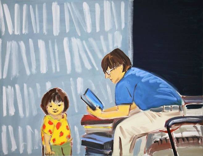 김민수, 아빠와 언니 My dad and my sister, 2023, Acrylic on canvas, 112.1 x 145.5cm [사진제공 = 피비갤러리]