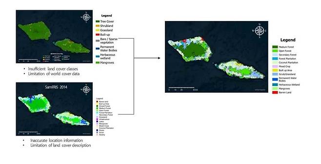사모아 인공위성 GIS 기반 삼림 조사 현황 이미지 (자료=국가녹색기술연구소)