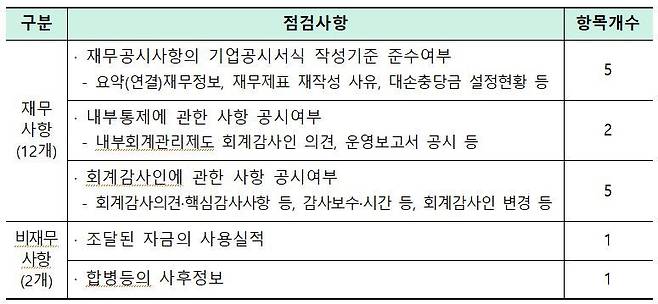 2023년도 사업보고서 중점 점검사항 / 자료=금융감독원 제공