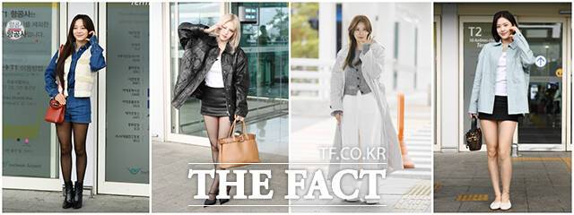 배우 겸 가수 김세정과 가수 전소미, 서현, 안유진(왼쪽부터)이 20일 오전 해외 일정 참석 차 인천국제공항을 통해 출국하며 포즈를 취하고 있다. /인천국제공항=이동률·장윤석 기자