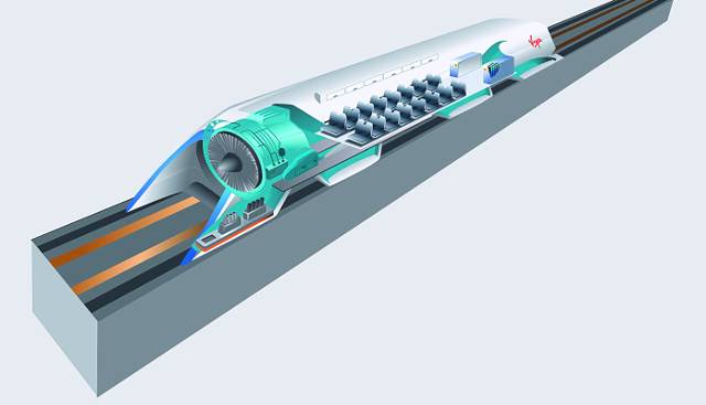 공기 저항을 받지 않는 하이퍼루프의 개념도. 위키피디아 제공