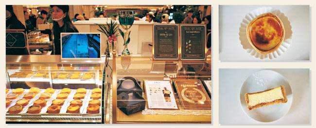 신세계백화점 강남점의 빵과 디저트 섹션 ‘스위트 파크’의 밀레앙 매장(왼쪽 사진). 밀레앙의 대표메뉴 플랑(오른쪽).