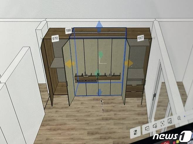 한샘 3D 설계 프로그램 '홈플래너'를 이용하는 모습. ⓒ 뉴스1 김형준 기자