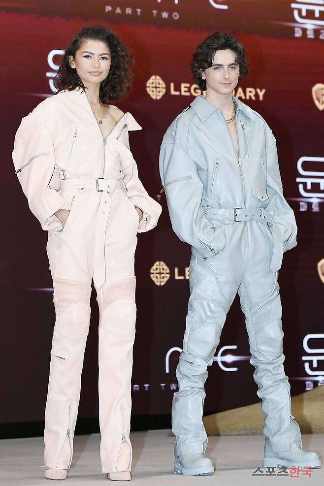 영화 '듄: 파트2' 내한 프레스 컨퍼런스에 참석한 티모시 샬라메(Timothee Chalamet), 젠데이아 콜먼(Zendaya Coleman). ⓒ이혜영 기자 lhy@hankooki.com