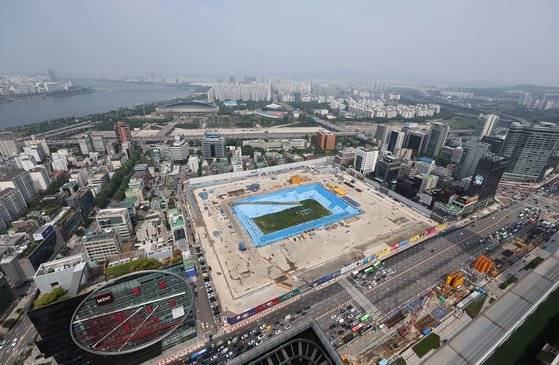서울 강남구 삼성동 현대차 신사옥인 글로벌 비즈니스 센터(GBC) 부지 일대. 사진 연합뉴스