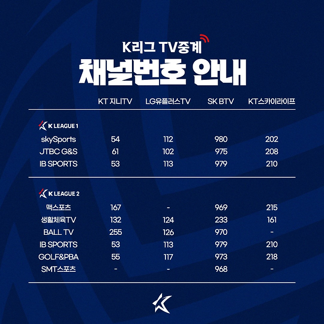 K리그1 2024 중계사. 사진=프로축구연맹