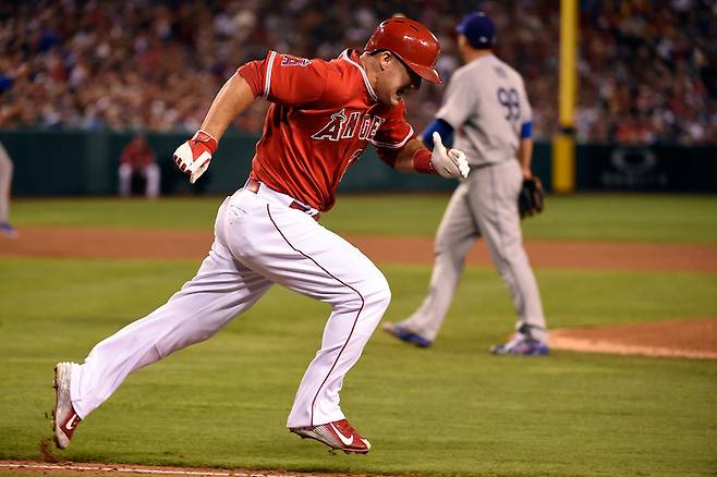 마이크 트라웃은 이상하리만치 류현진에게 약했다.  게티이미지코리아