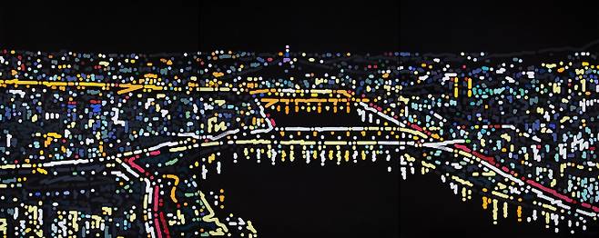 Seoul City, 2023. Acrylic on canvas. 롯데뮤지엄 제공