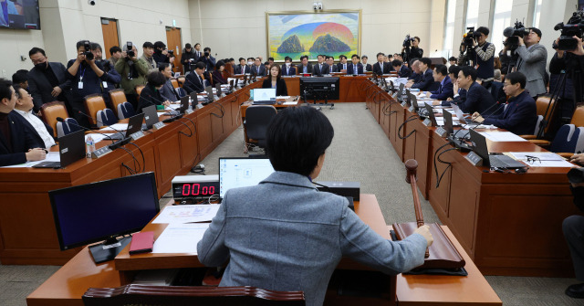 지난달 29일 국회 정무위원회에서 백혜련 위원장이 전체회의를 진행하고 있다. 연합뉴스