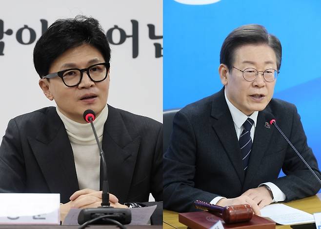 (왼쪽부터) 한동훈 국민의힘 비상대책위원장, 이재명 더불어민주당 대표. [사진 = 연합뉴스]